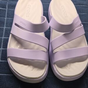 CROCS Women's Light Purple Multi-Strap Slide Sandals